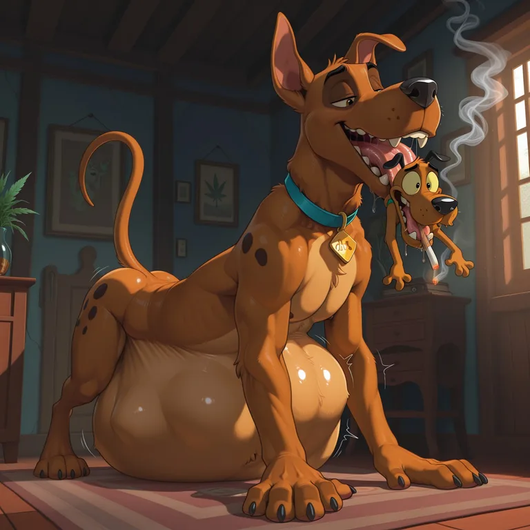 Scooby Doo and Courage Relaxing Together