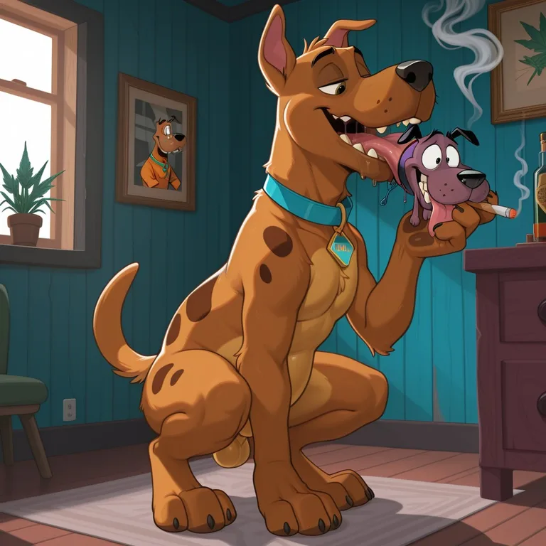 Scooby-Doo and Courage Sharing Marijuana