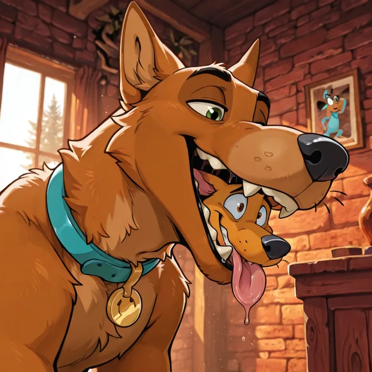 Scooby and Courage in a Cozy Den