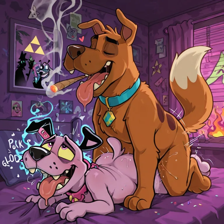 Courage the Cowardly Dog and Scooby-Doo Stoned Together