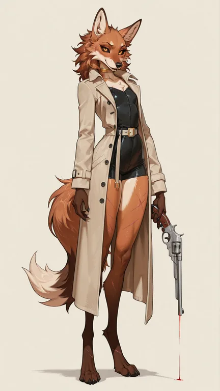 Feral Maned Wolf Woman with Revolver