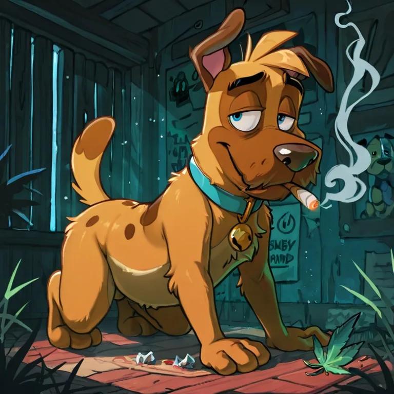 Courage the Cowardly Dog Enjoys Relaxing Smoke Session