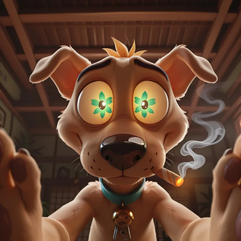 Rainbow-Eyed Courage Dog Smokes Marijuana