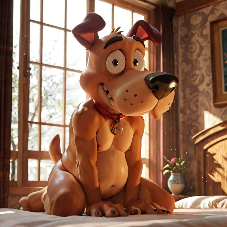 Courage the Cowardly Dog Anthro Character in 3D Animation Style