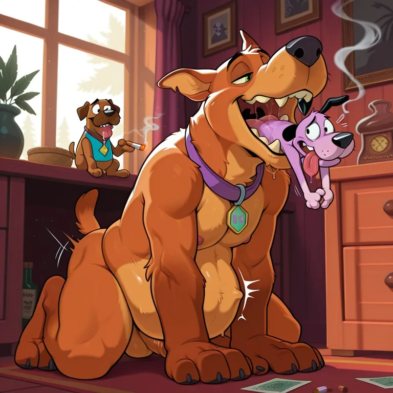 Courage and Scooby Share a Hazy Evening