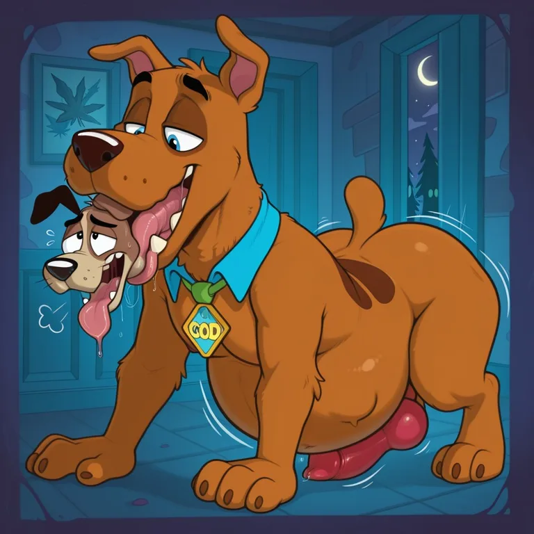 Two Toon Dogs in a Rainbow Meadow Solo