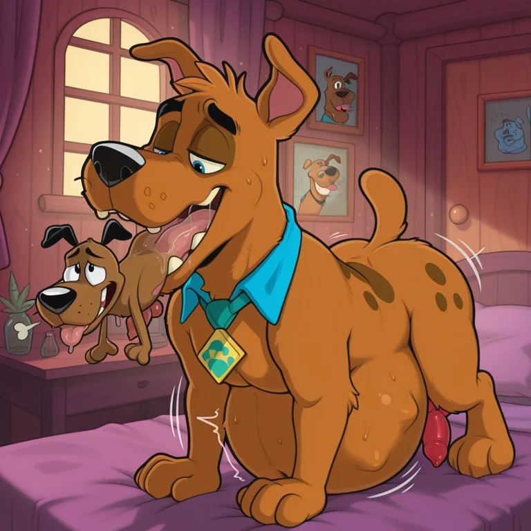 A Courageous Canine And Blonde-Haired Companion In A Cozy Room