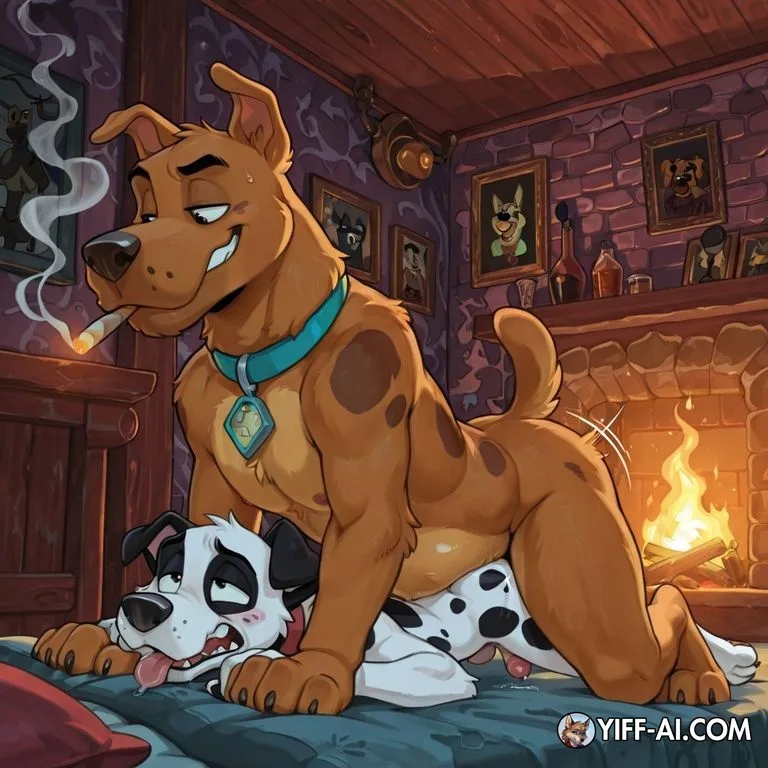 Courageous Canine Couple Embracing Passion