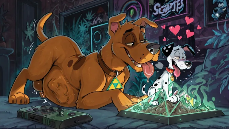 Courage the Cowardly Dog as a Neon Rainbow Furry