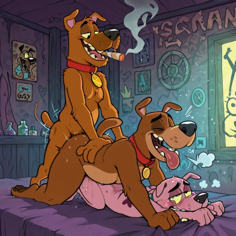 Furry Scooby Doo Character in Intimate Scene