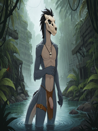 Raptor Explorer in Rainy Jungle Ruins