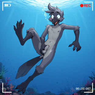 Crow Floating Underwater