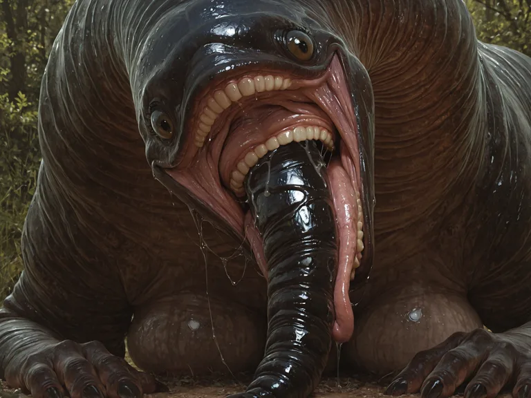 photorealism, fellatio_horror, leech, grotesque, disgusting_