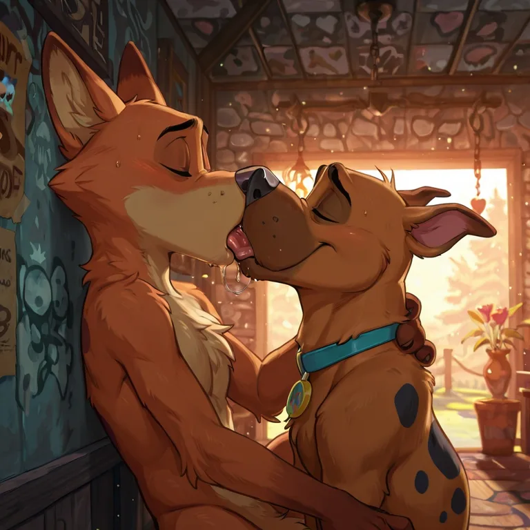 Courage and Scooby Share a Kiss