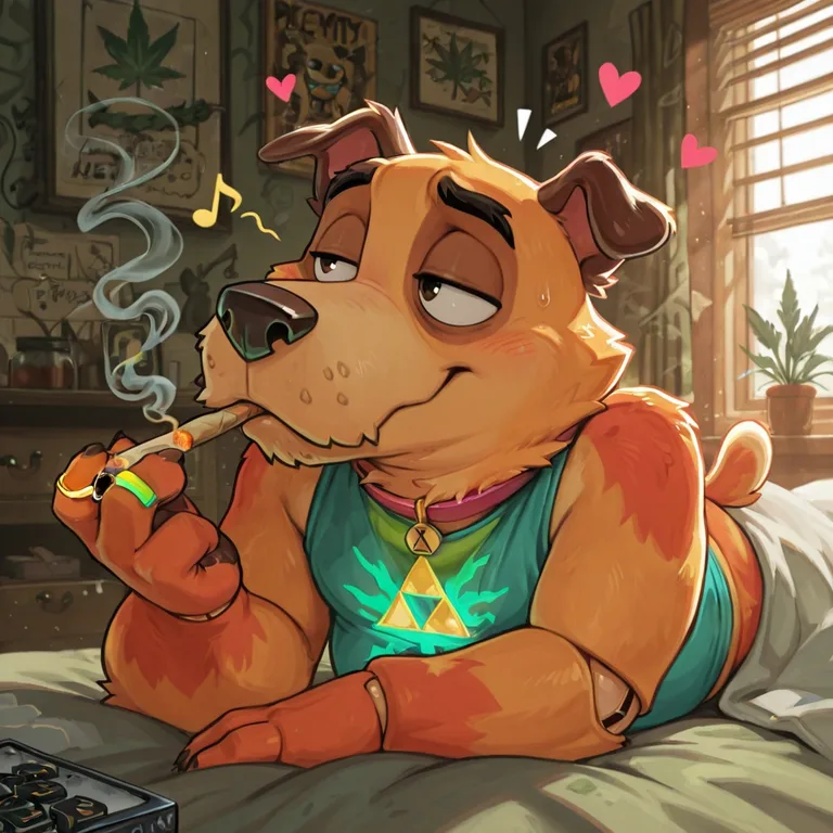 Rainbow-Furred Stoner Wolf Howling at Moon