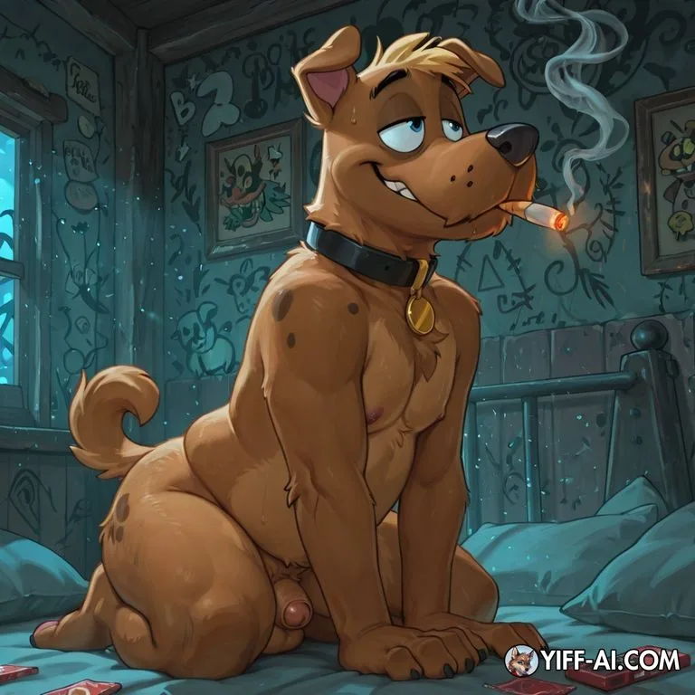 Anthro Scooby Doo Dog Smoking Marijuana