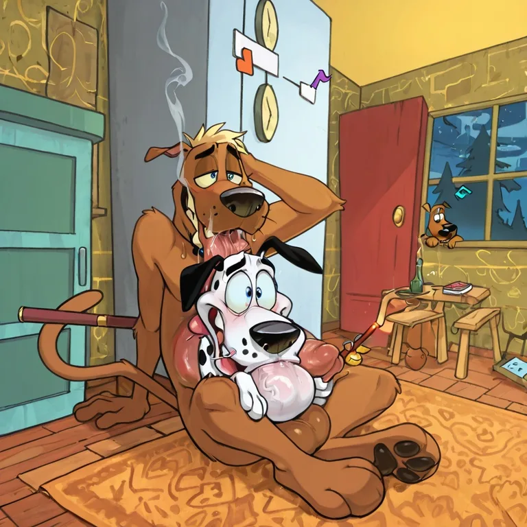 Courage the Cowardly Dog in Rainbow Vore Orgy