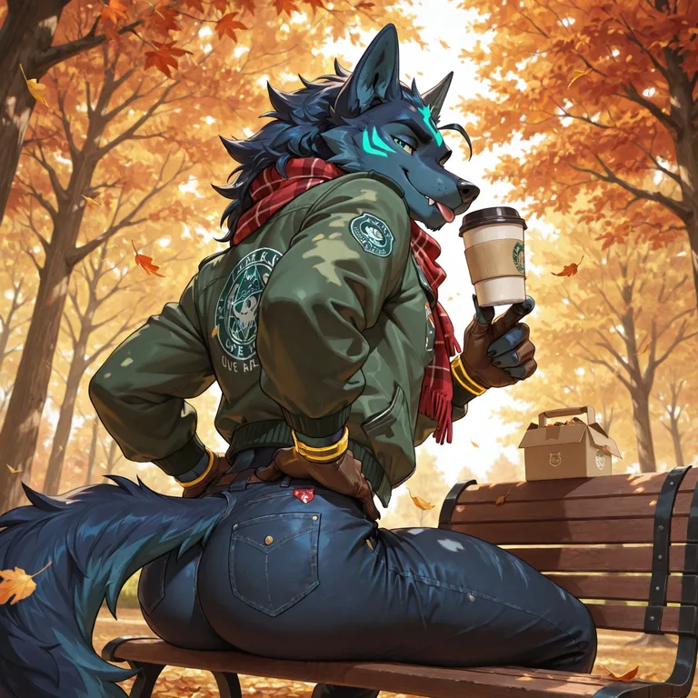 Navy Wolf in Autumn Park