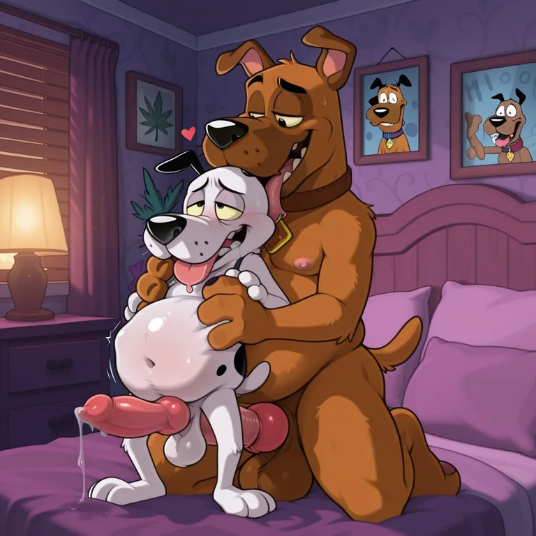 A Courage and Scooby Romantic Embrace