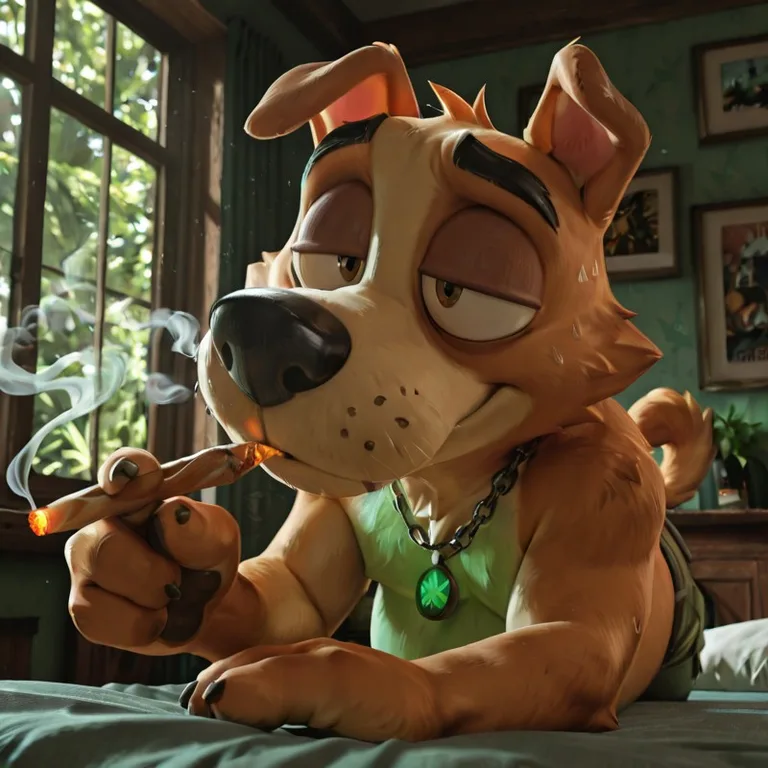 A Stoned Courage the Cowardly Dog Blazes in Green Light