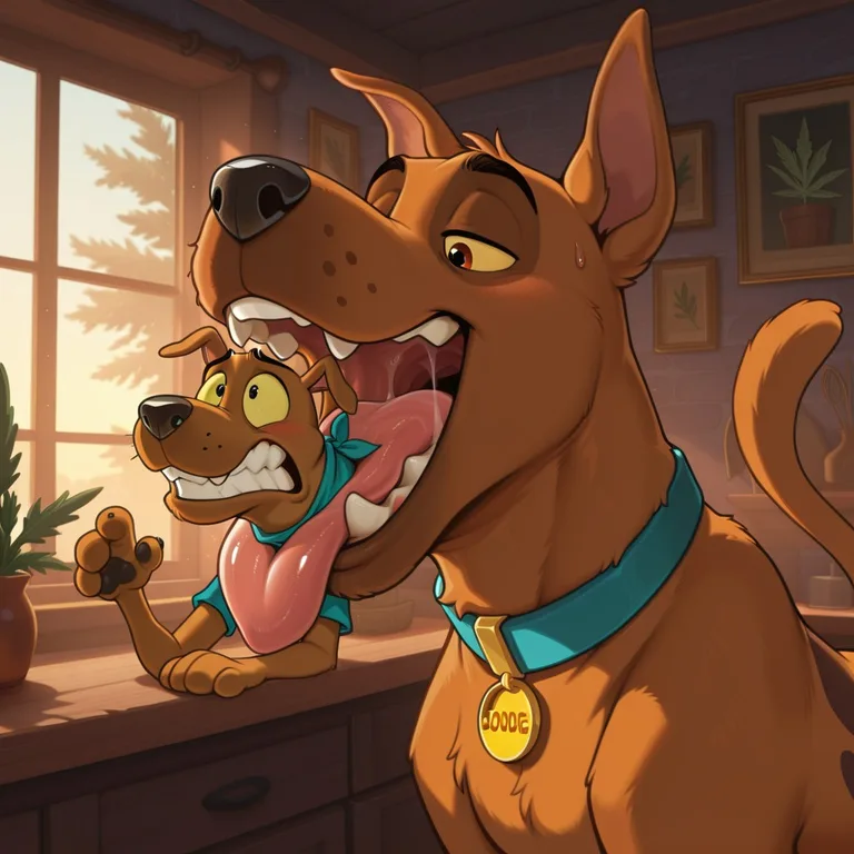 Courage and Scooby in a Cozy Meadow
