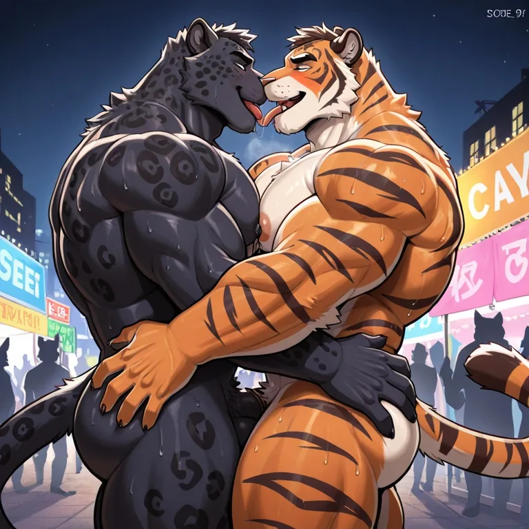Tiger and Jaguar Passionate Embrace at Rio Carnival