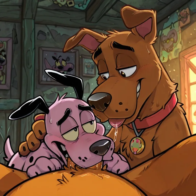 Courage the Cowardly Dog in Passionate Embrace