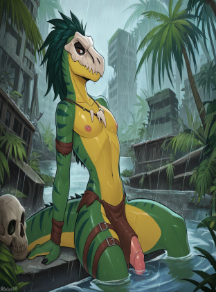 Raptor Warrior in Rainy Jungle Ruins Ineffective Loincloth