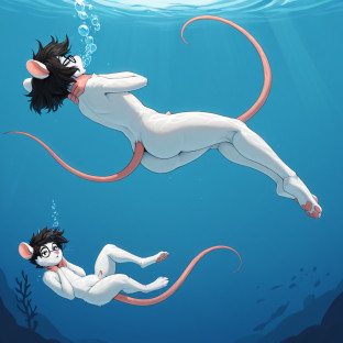 Mouse Underwater Sinking with Glasses