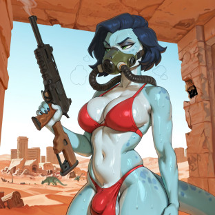 Raptor Warrior in Desert Ruins
