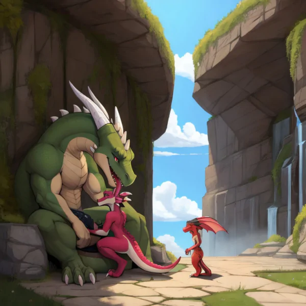 Majestic Dragon and Kobold Intertwined