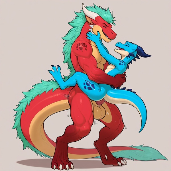 Majestic Blue Dragon with Green Kobold