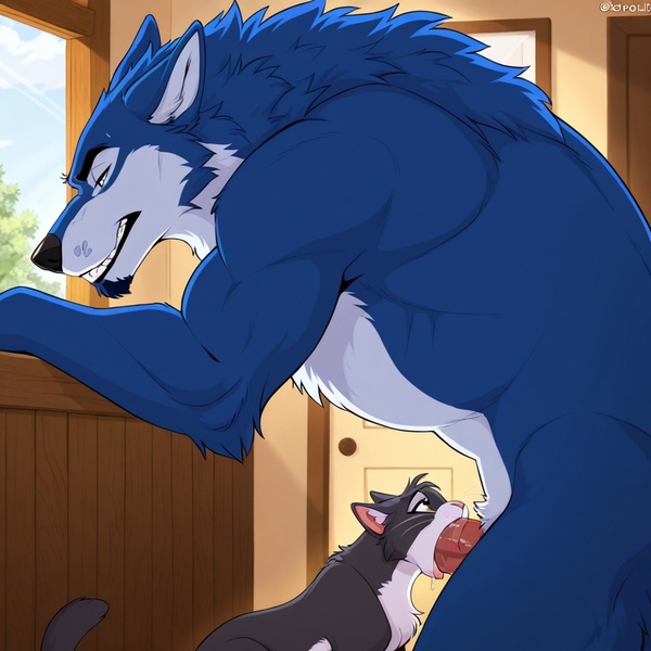 Feral Wolf and House Cat Mating