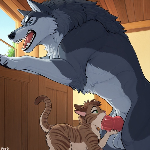Feral Wolf and House Cat Mating