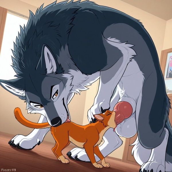 Feral Wolf and House Cat Mating