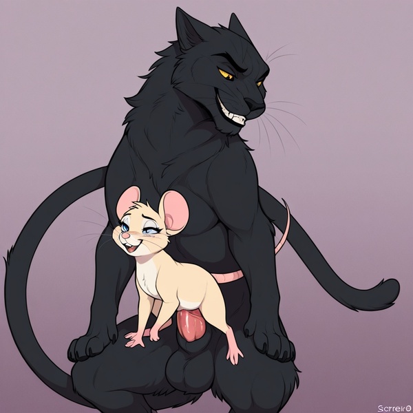 Feral Cat Mating with Tiny Mouse