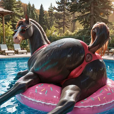 Clydesdale Equine by Poolside