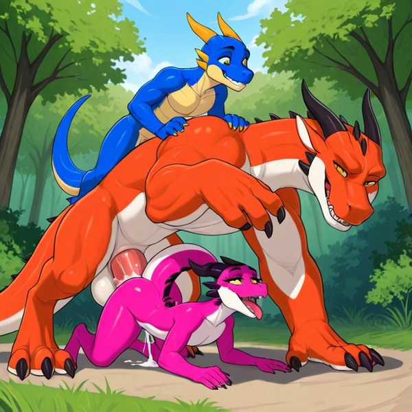 Mythic Creatures Mating Outdoors