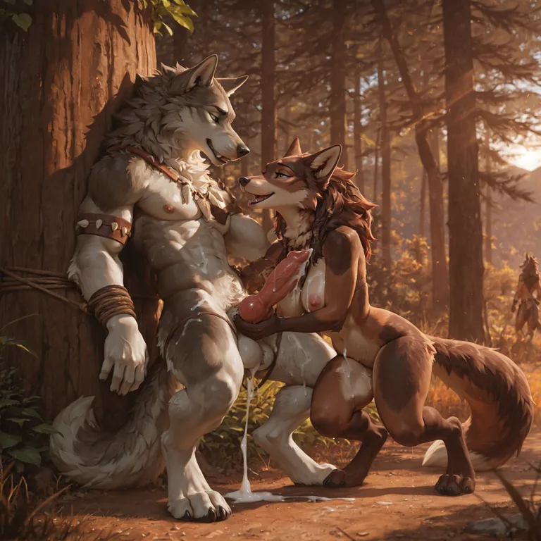 realistic, wolf, male/female, 2 character, hi_res, straight,