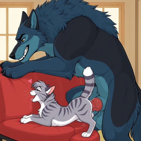 Feral Wolf and House Cat Mating