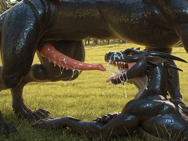 Dragon and Cetacean in Passionate Embrace