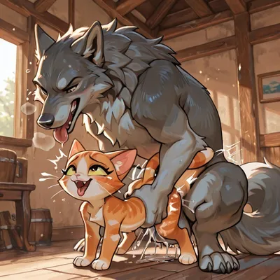 Wolf and Feline Intimacy