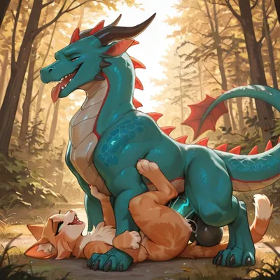 Intimate Dragon and Cat Embrace