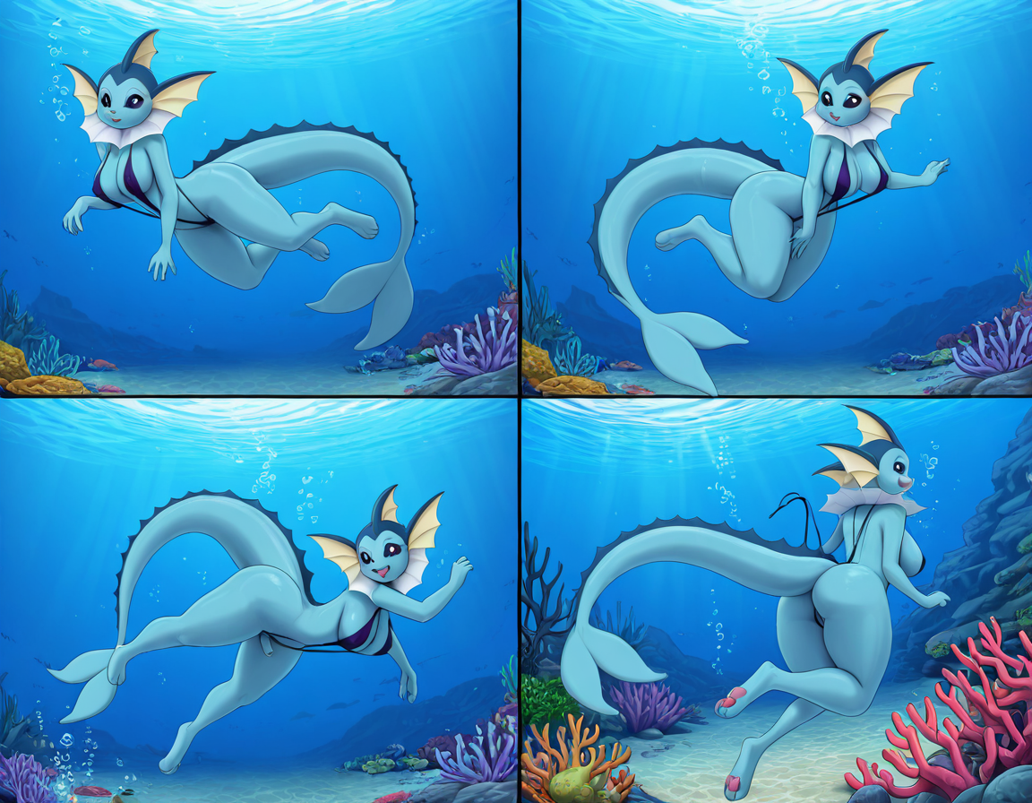 Vaporeon Mermaid in Coral Reef