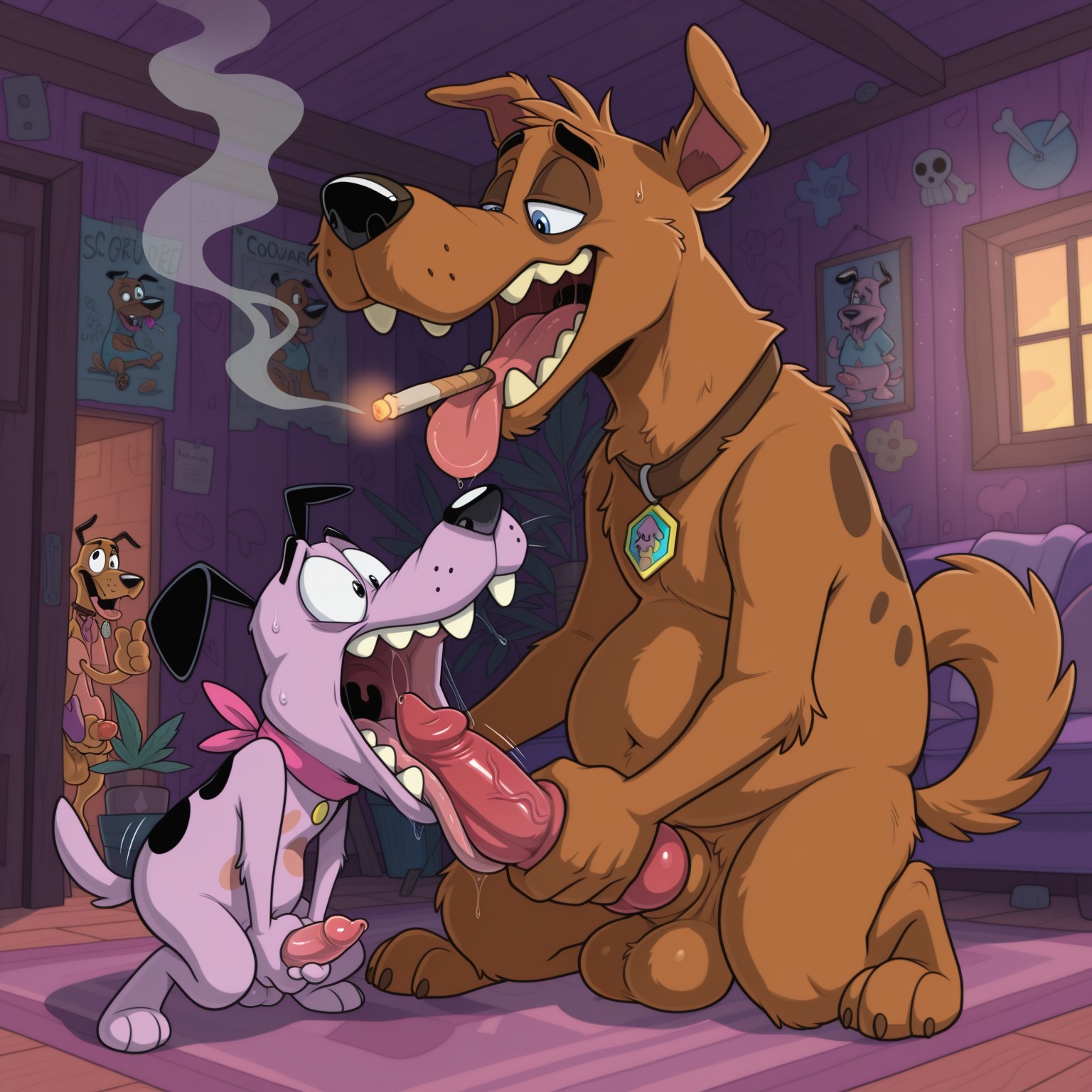 Dog Smoking in Cartoon Style