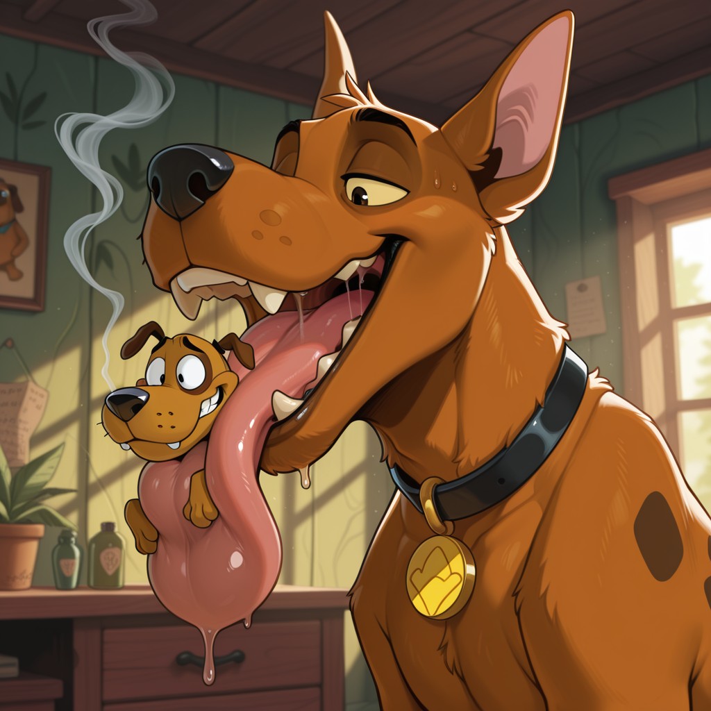 Scooby and Courage in a Cozy Chase Duo