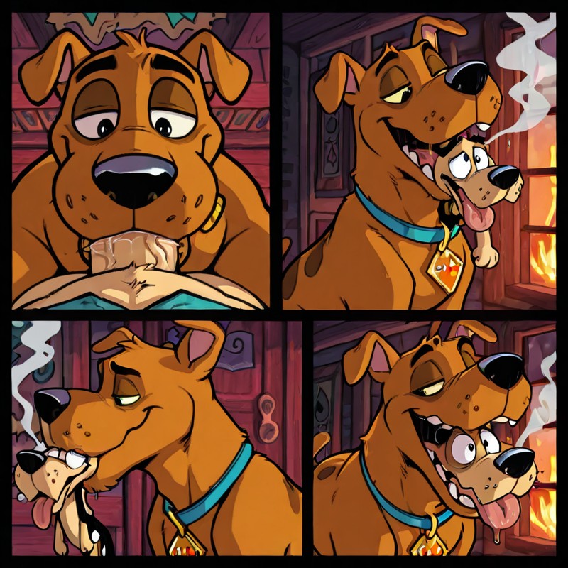Two Canines in a Mysterious Swamp at Dusk
