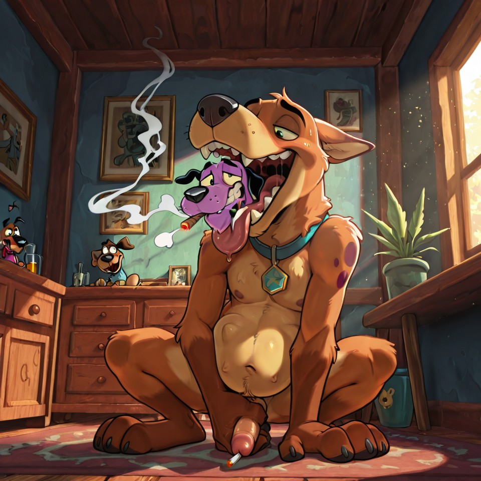 Courage the Cowardly Dog and Scooby-Doo in a Forest Scene