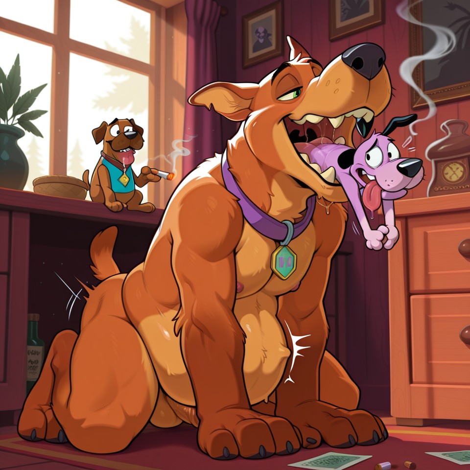 Courage and Scooby Share a Hazy Evening