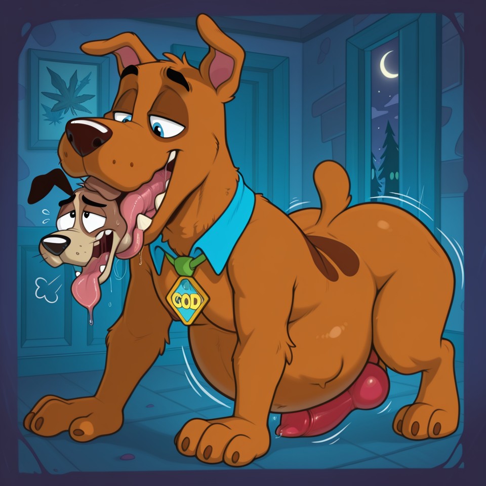 Two Toon Dogs in a Rainbow Meadow Solo